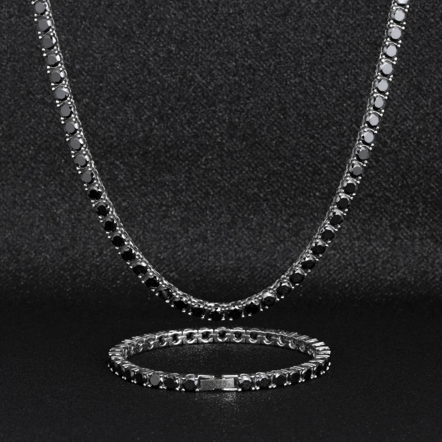 

KRKC Wholesale 5mm Tennis Necklace Hip Hop Jewelry Brass 5A Cubic Zirconia CZ Crystal Diamond Tennis Chain