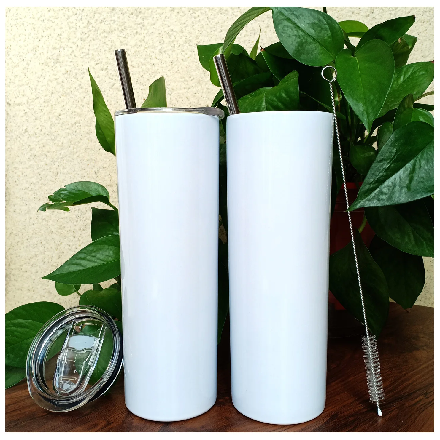 

RTS 15oz 20oz 30oz sublimation blanks skinny tumbler stainless steel straight skinny sublimation tumblers with lid and straw
