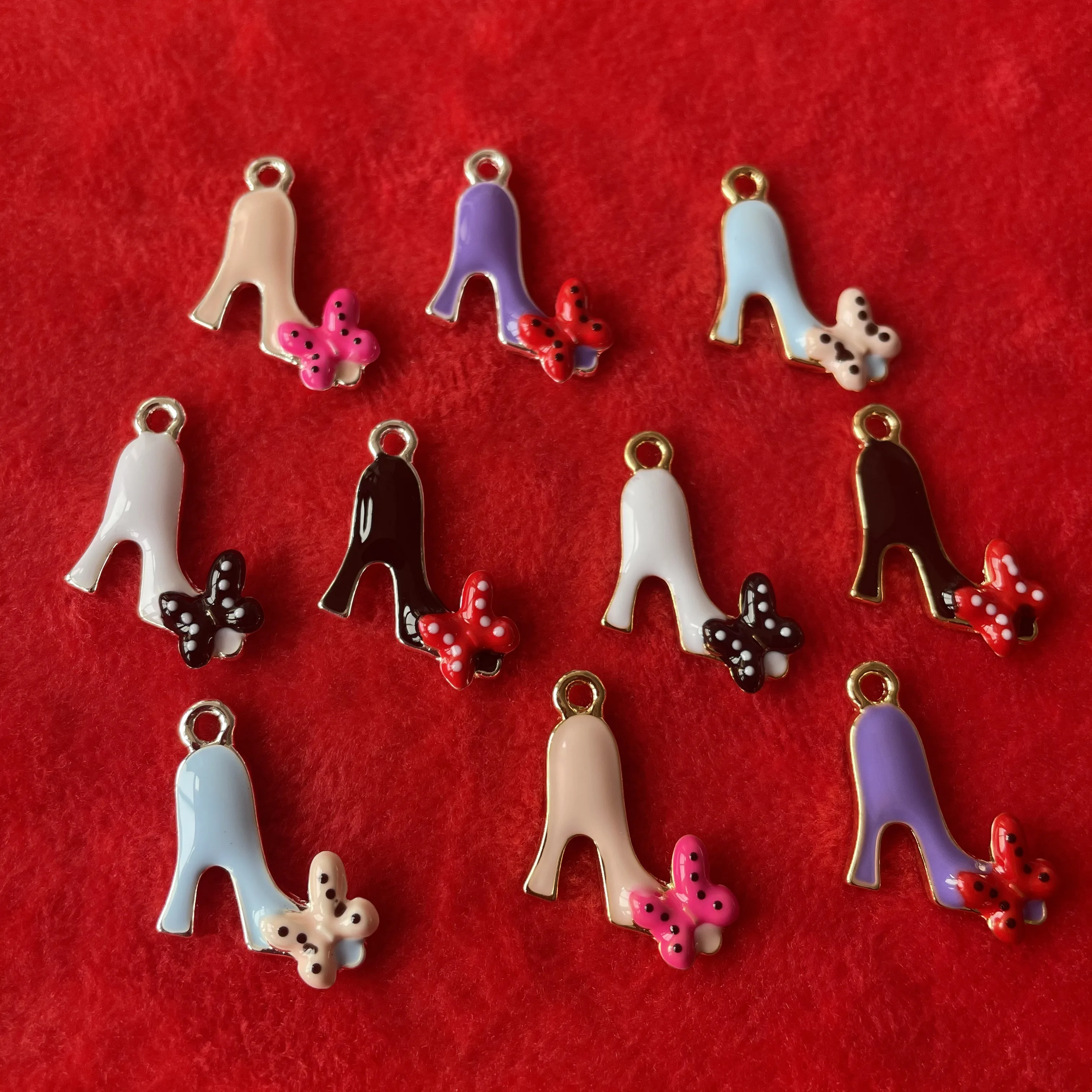 

new arrival girls fashion highheel shoes charms DIY metal alloy shoes charms for bracelets Women Makeup Enamel charms, As picture