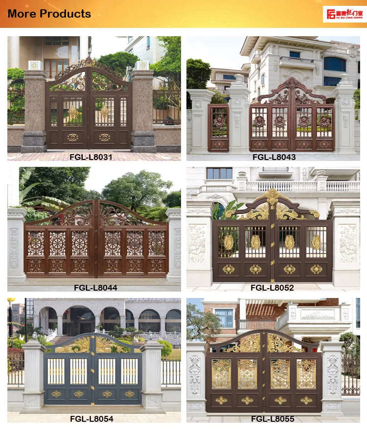 Luxury Villa Electric Gate Easily Assembled Aluminum Hous Main Gate