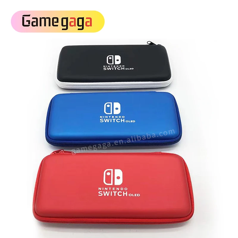 

Game Accessory Set Black Blue For Nintendo Switch OLED Console Travel Carrying Case Bag NS Bundle Screen Protector Clear Case, Black blue red
