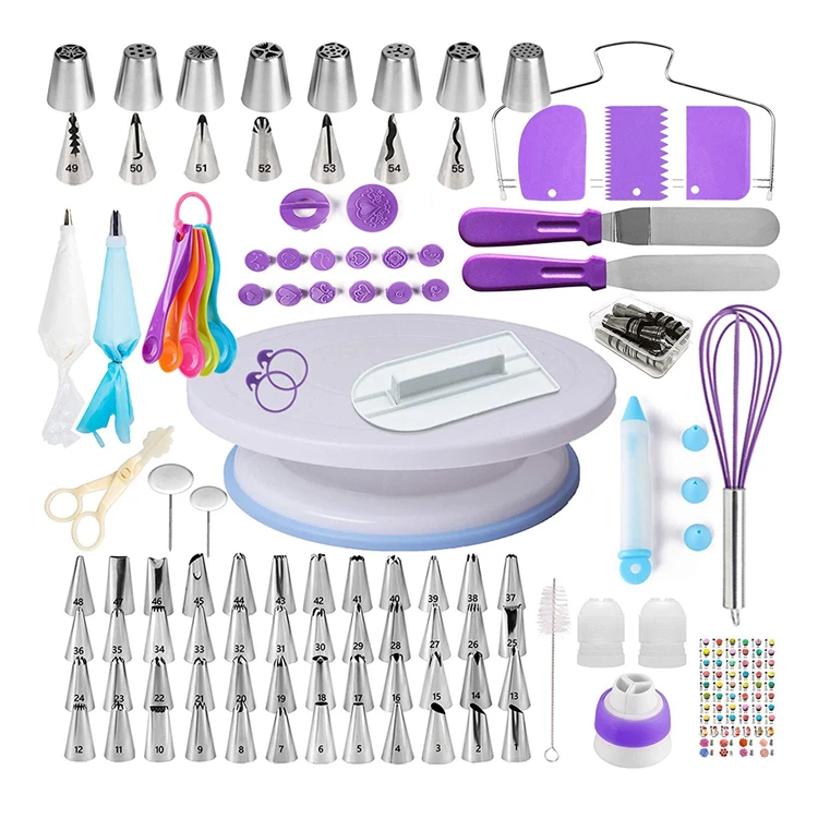 

137 pieces beginner adults complete bakeware sets handmade baking pastry tools baking accessories cake decorating turntable set