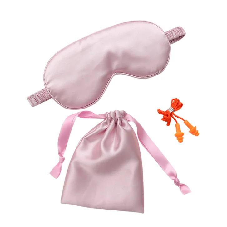 

Silk eye patch cloth bag earplug three-piece set Travel Portable Eye Mask Set Home Sleep Eye Mask