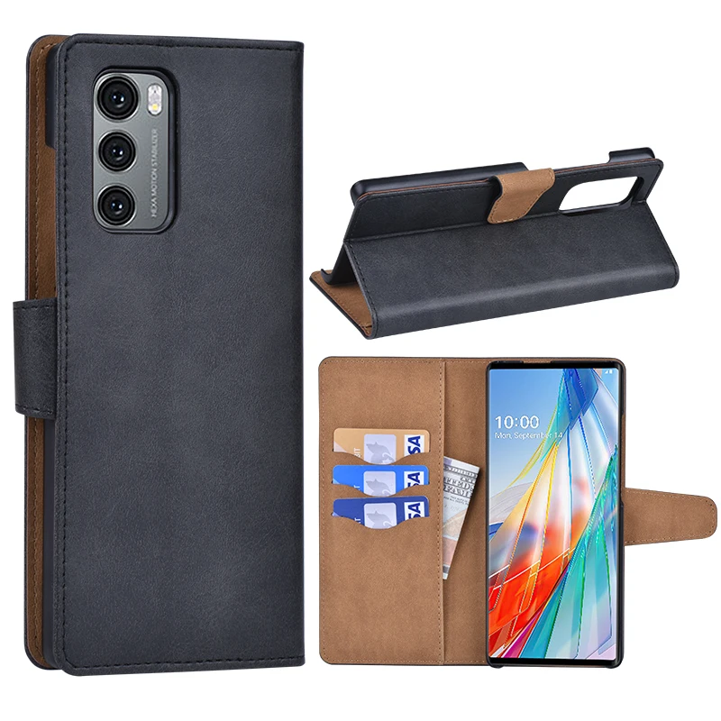 

For LG Wing 5G Wallet Cases & Bags Ultra Thin Flip PU Leather Cover Case With Card Slots Stand Mobile Phone Accessories, Black, blue