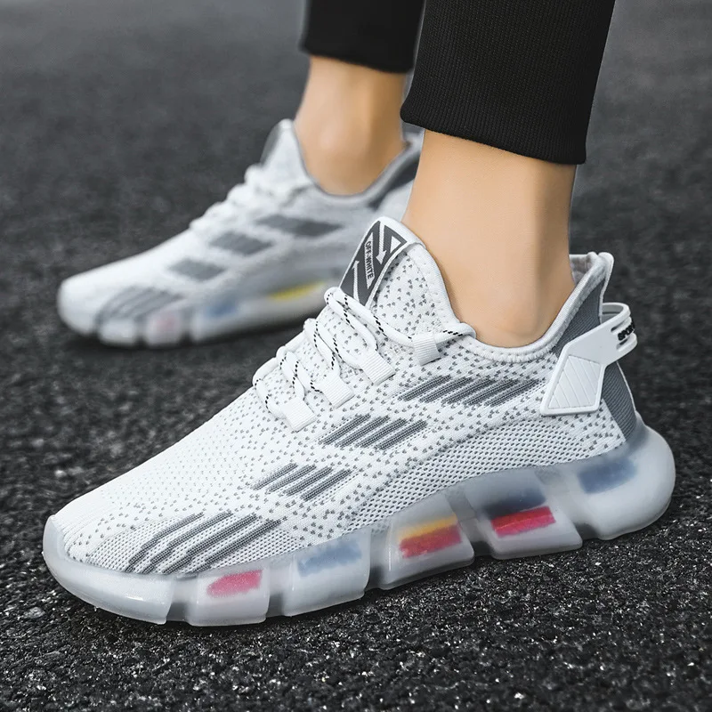 

Spring and summer popcorn men's shoes breathable fly woven net shoes men's casual sports white shoes