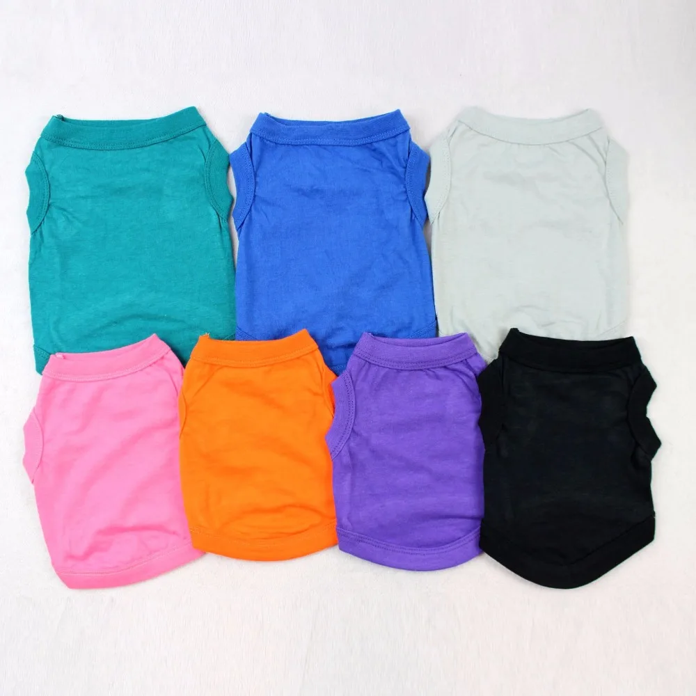 

Wholesale Custom Summer Cheap Cotton Plain Color Blank Apparel Coat T Shirt Pet Dog Clothes For Dogs, Customized