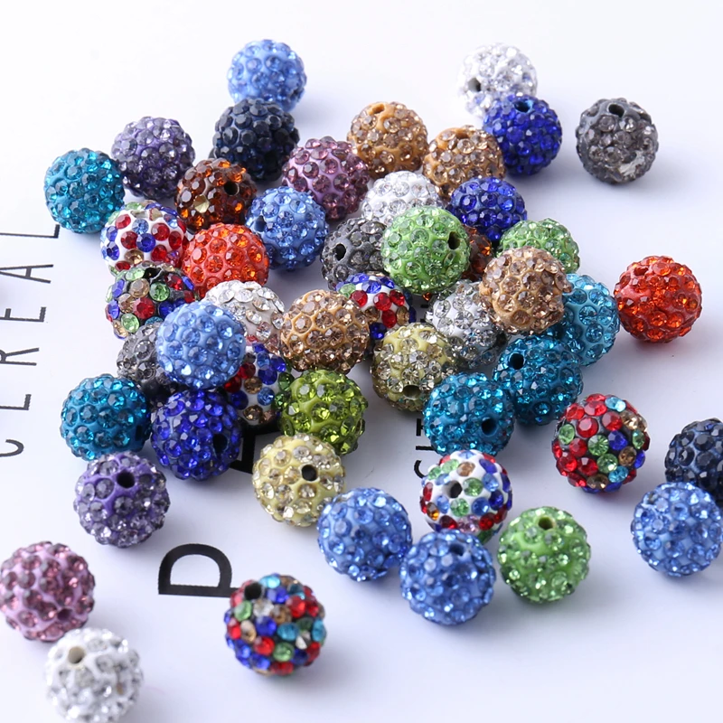 

Top selling custom color rhinestone polymer clay ball spacer glass beads for bracelet diy, Multicolor