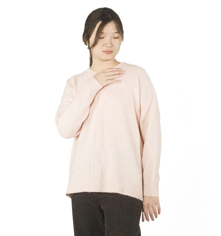 

jersey invierno,woman tops fashionable knitting plain crew neck sweater casual long sleeve ladies custom knit pullover sweater, Pink