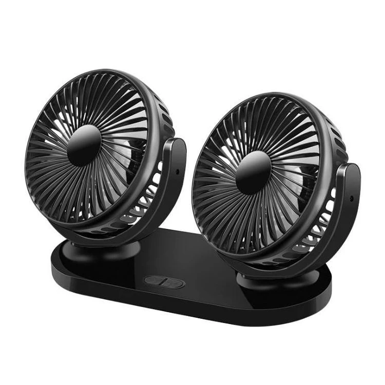  Summer Car Air Conditioner Fan 360 Degree Rotating Adjustable Double Heads Air Fan Mini Electronic USB Cooling Fan for Car 