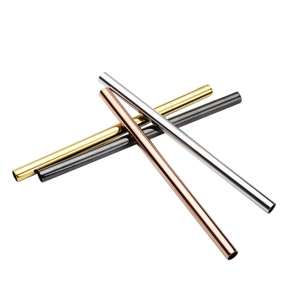 

ECO Friendly Portable Gold 12mm Wide Boba Bubble Tea Metal Stainless Steel Drinking Straws With Laser Engraving Logo