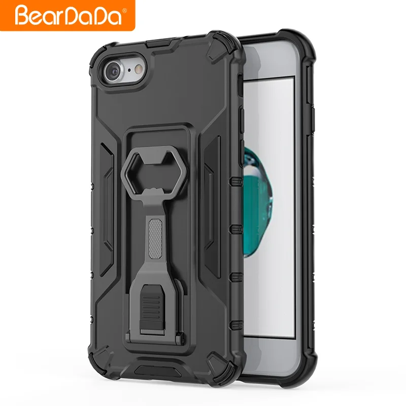 

luxery fancy phone case with holder for iPhone 7 8 silicone gel armour rugged military grade mobile case factory hard case