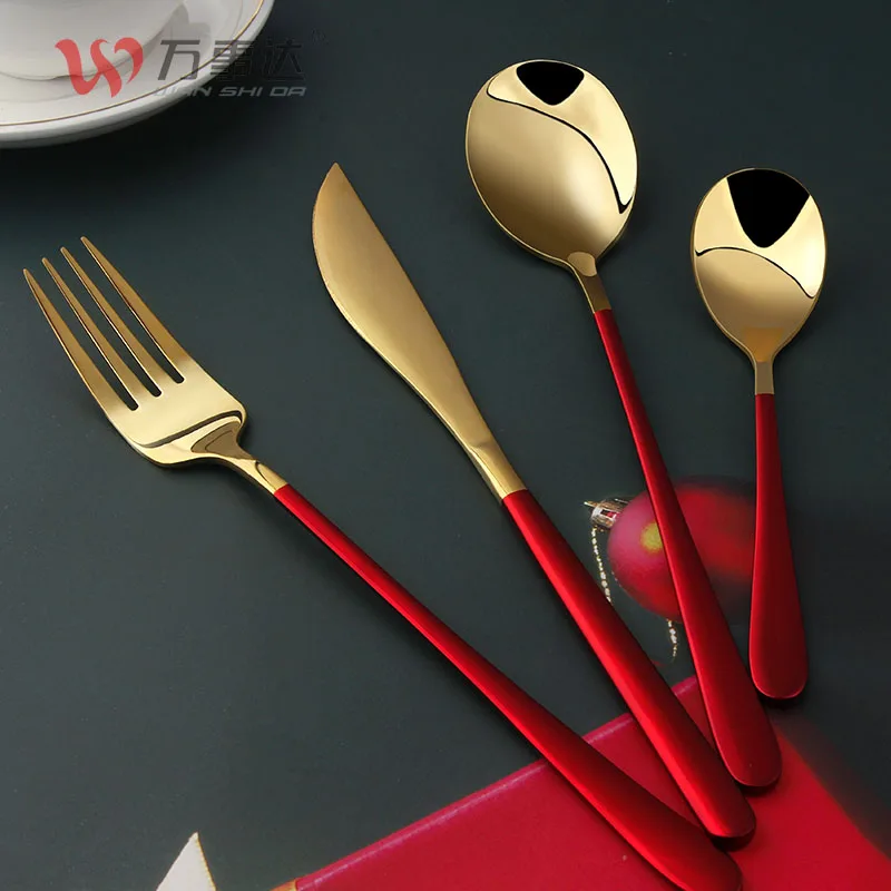 

New Year 304 Stainless Steel Decorative Party Korean Cutlery Set Spoons Forks and Knives for Events