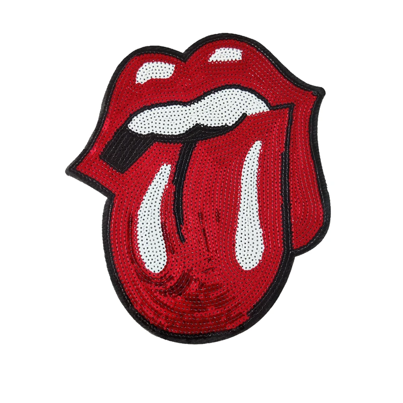 

New Arrival Green Yellow Blue Red Sequins Lips Patches for Clothes Iron on Mouth Sequined Patch Stickers DIY