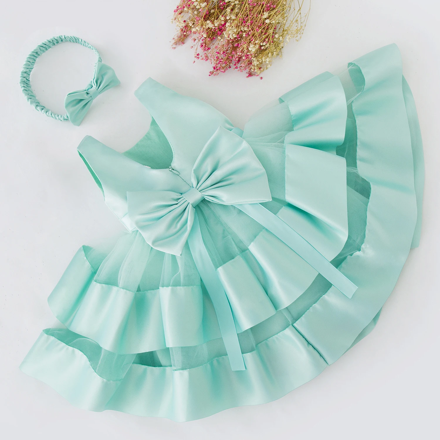 

LZH Christening Gown Toddler Tulle Baby Girl Dress Baptism girl Birthday Dresses Princess Dress