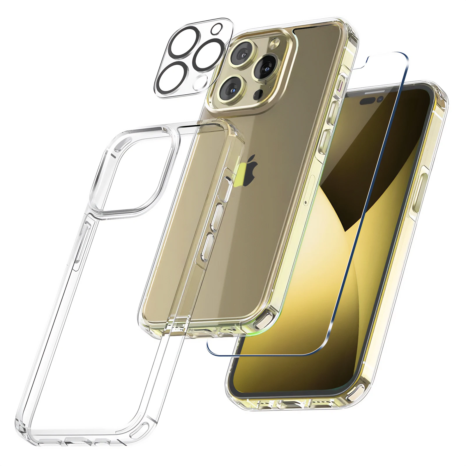 

New Arrive 3D Camera Lens for iphone 14 TPU Soft Phone Case For iphone 14Pro 9H 2.5D Tempered Glass For iphone 14 Promax