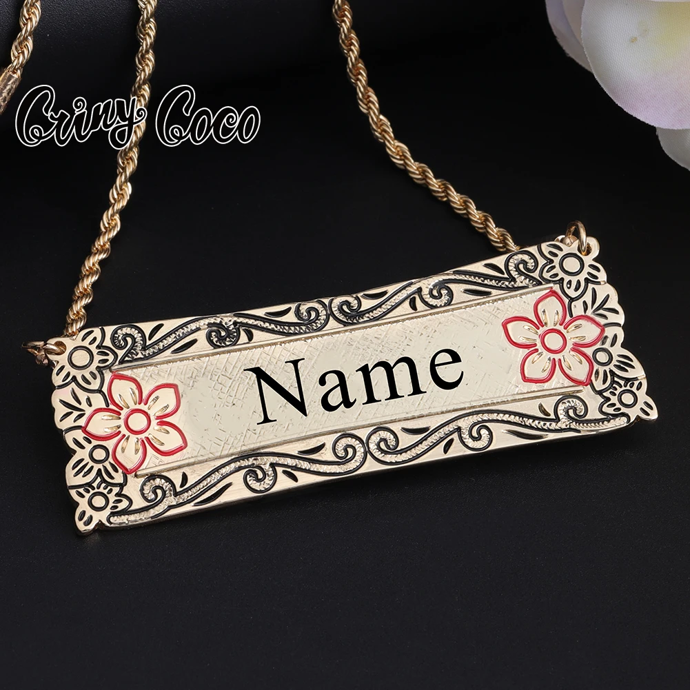 

Cring CoCo Plumeria rubra Haku polynesian Personalized Name Necklace Custom Jewelry Gift New Necklaces hawaiian name plate