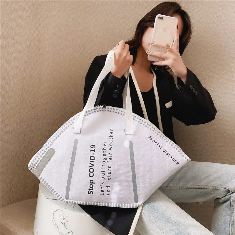 

Wholesale Doctor Nurse Large Capacity Handbag Face Cover Creative Casual Canvas Tote Bag Ladies Hobos Designer Hand Bags, Customized color