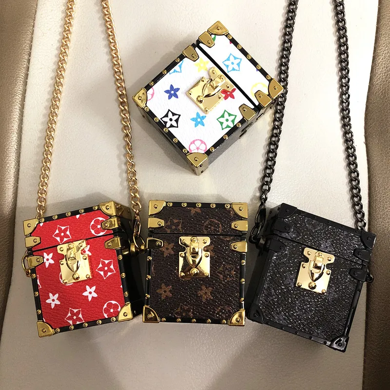 

2021 new Luxury Earphone Accessories creative design chain PU Leather Cover For Apple Airpods2 pro Case
