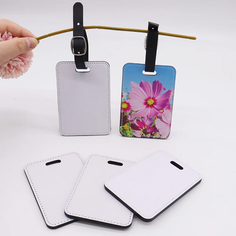 

Wholesale Travel Double Side Sublimation Luggage Tag Suitcase Tag Customized PU Leather Luggage Tags