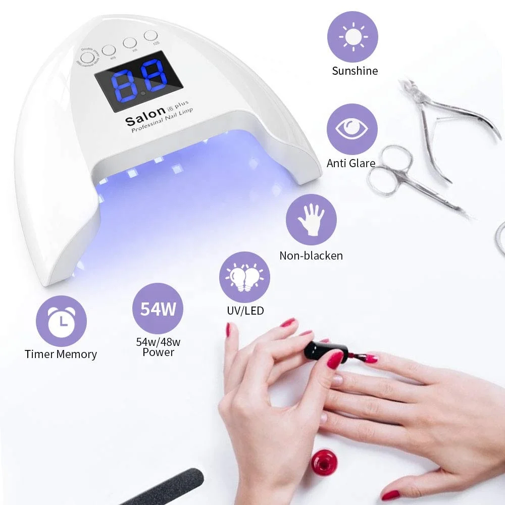 

2020 new uv led lamp with timer nail gel lamps 108W sun uv lamp lights digital nail art machine nail gel dryer, White