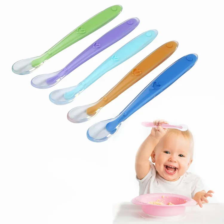 

Colorful Soft Baby Training Spoon Silicone Baby Feeding Spoon, Pantone color