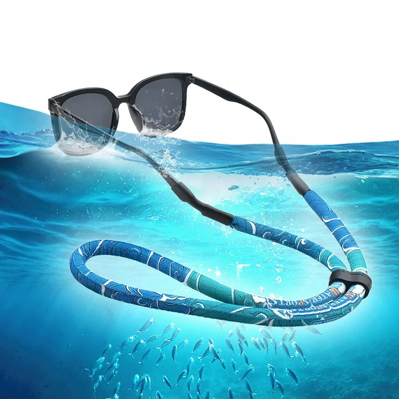 

OEM New Design Adjustable Fishing Bobber Float Eyeglasses Cords Neck Eyewear Retainer Floating Glasses Sunglasses Straps Lanyard, Colorful ocean blue