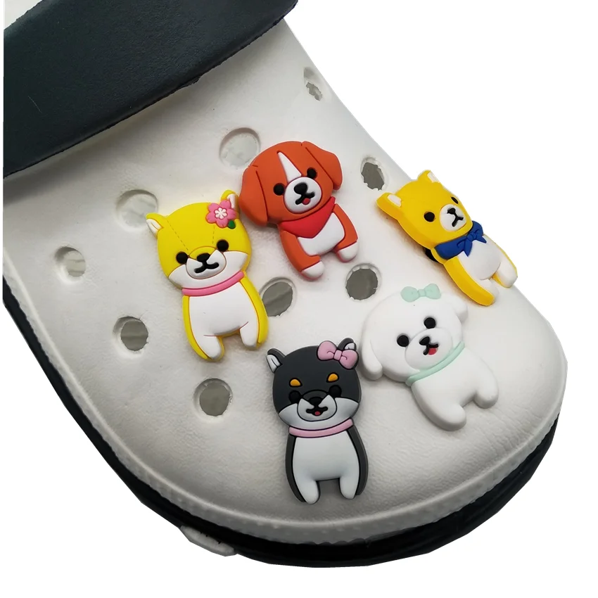 

Factory custom LOGO pvc rubber Potatoes anime series dogs Shiba inu shoe lace charms DIY accessories clog charms buttons