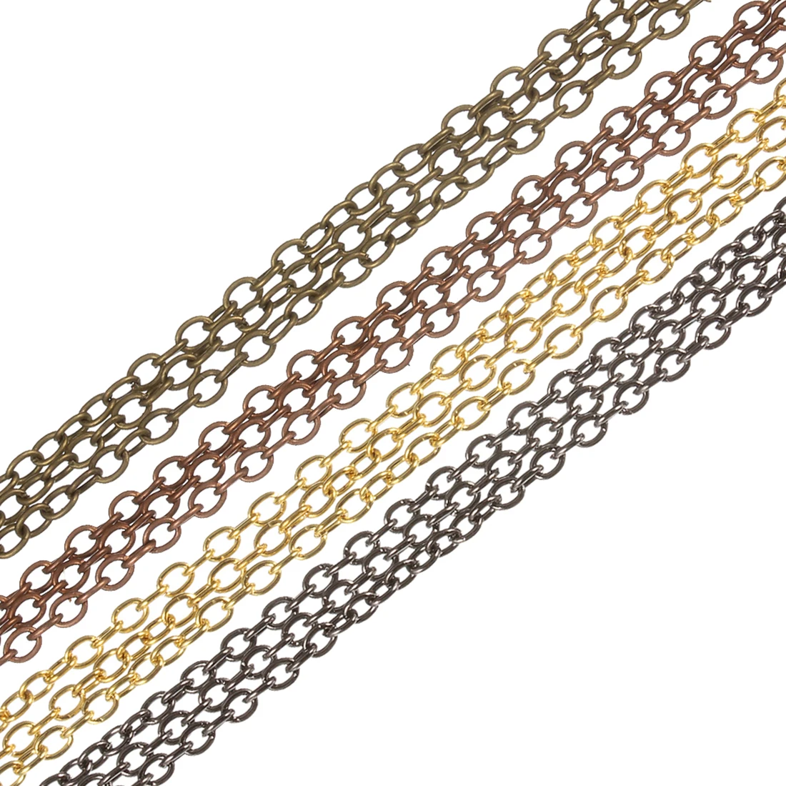 

10m/lot 2*3/3*4/4*6mm Iron Necklace Chains Bulk Antique Bronze/Gold/Silver Color Rolo Chains For Jewelry Making, Antique bronze/gold/silver/rhodium plated