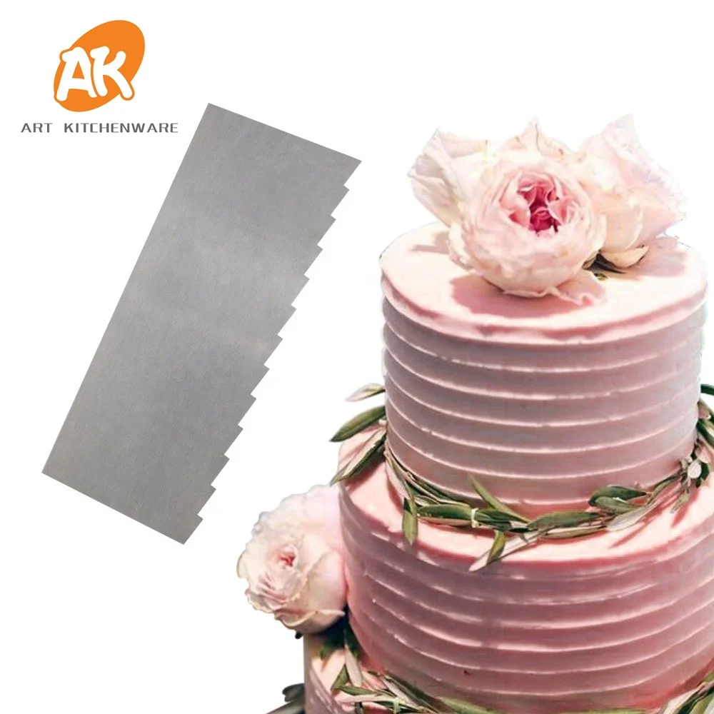 

AK Sawtooth Cake Decorating Comb Stainless Steel Cake Scraper Bakery Tools Cream Cake Smoother CS-12