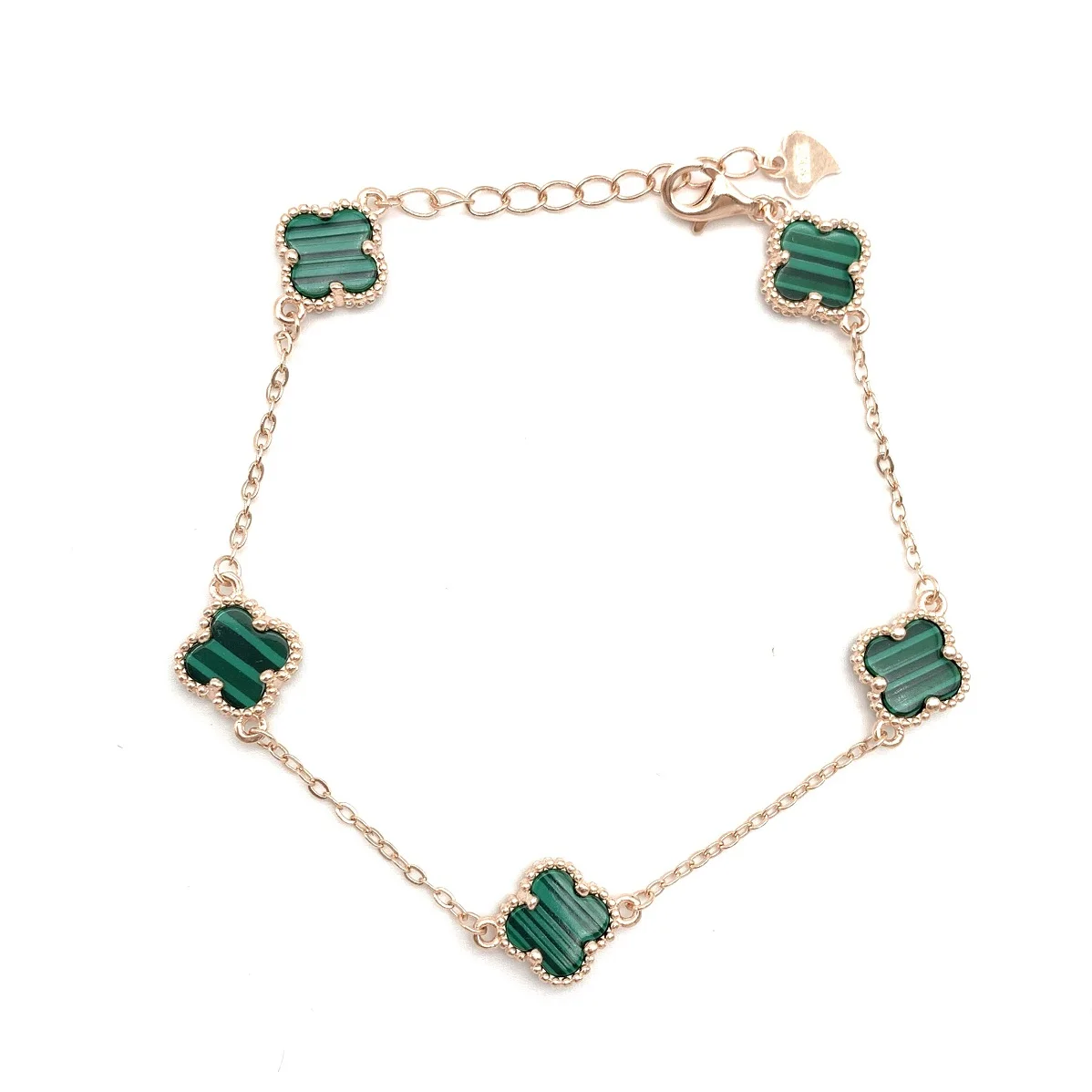 

2021 luxury jewelry 925 silver gold plated four leaf clovers carnelian charm bracelet women