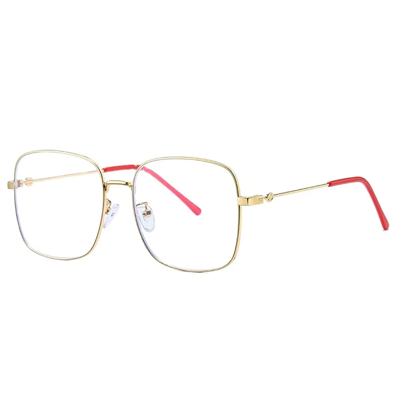 

[RTS] New arrival square metal optical spectacle glasses anti blue light big frame Oversized stainless steel glasses frame