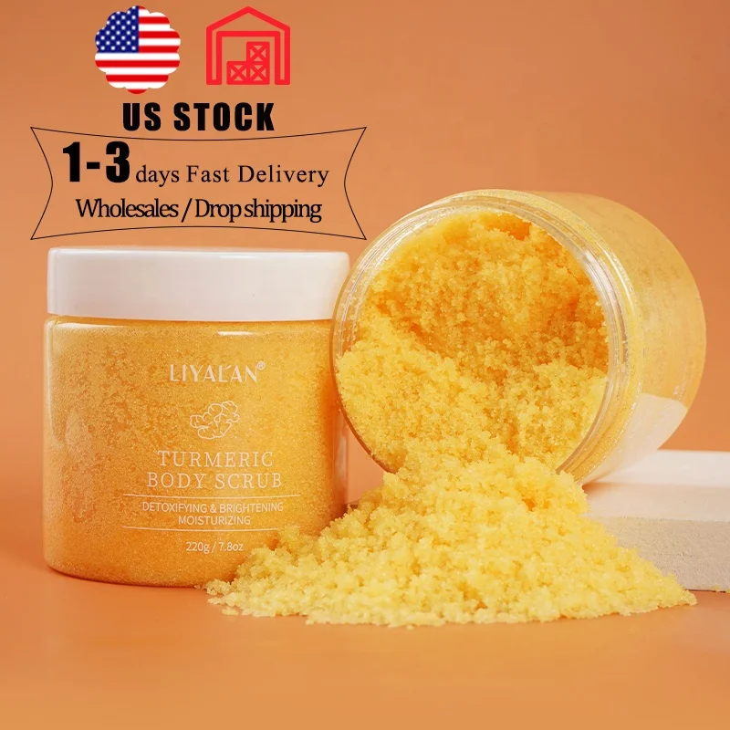 

OEM Wholesale Private Label Body Care Scrubs Natural Organic Whitening Exfoliating Turmeric Body Face Scrub, Yellow
