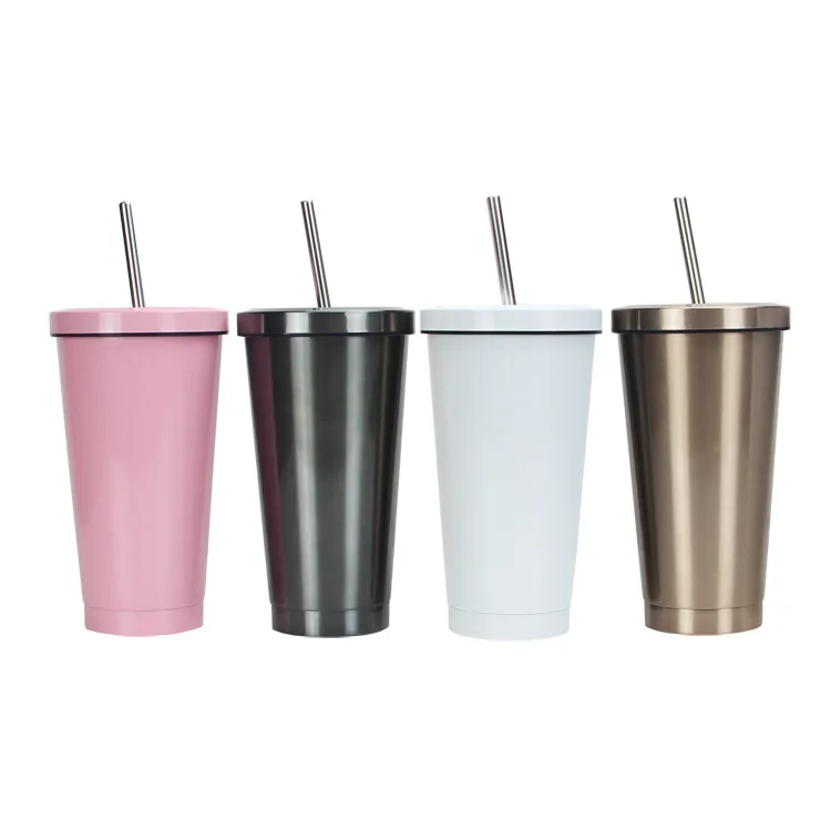 

STOCK Sublimation Blanks Straight Tumbler 20/16oz Double Wall Vacuum Insulated Slim Coffee Mugs With Metal Straw