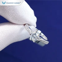 

Tianyu adjustable half eternity sterling silver 925 gold plated 18k 0.5 carat white round moissanite rings