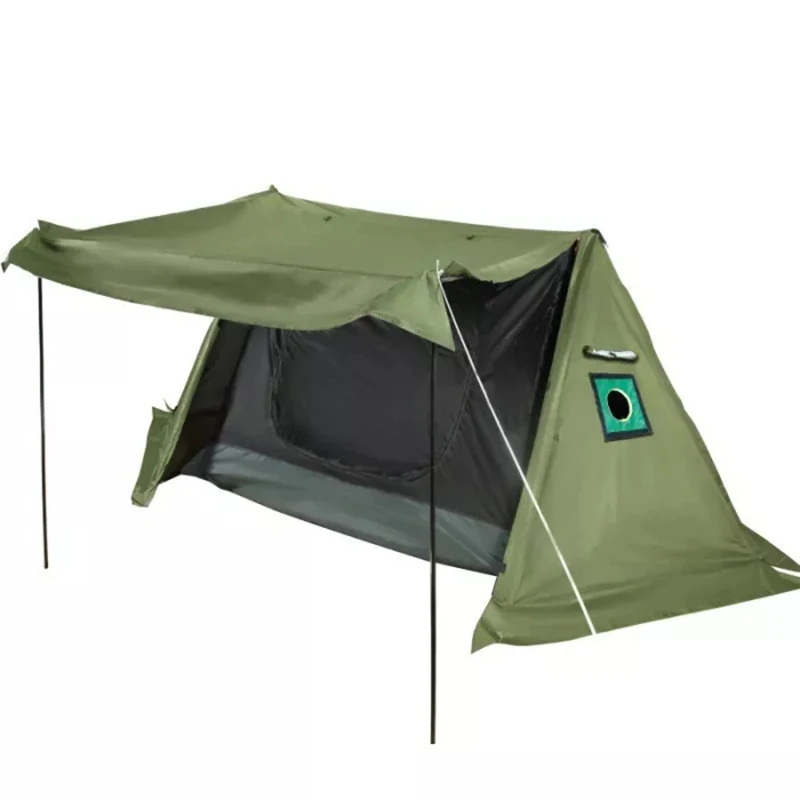 

Outdoor Camping Tent With A Chimney Hole Field Survival Bungalow Tent Keep Warm Shelter Awning 1-2 People Oxford Waterproof, White;army green;coffee;kakhi