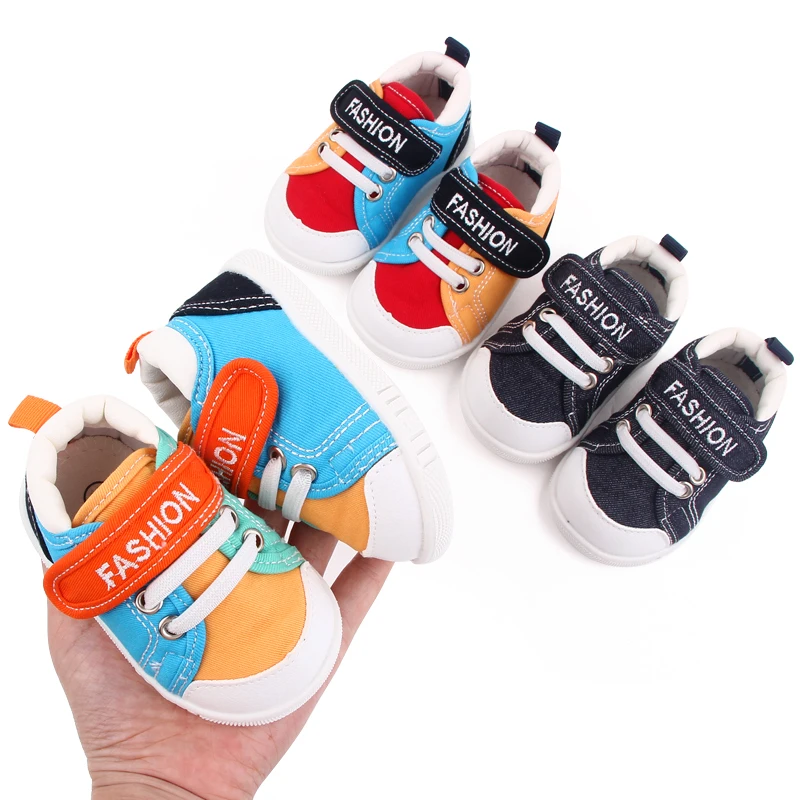 

New Arrival Canvas Baby Cotton Casual Multi-color Sneakers Shoes Rubber Non Slip Sole Walking Shoes for First Walk, 3 colors