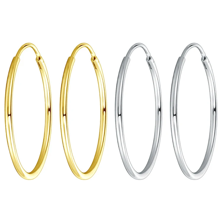 

925 Large Gold Geometric Hoop Earrings Sterling Silver