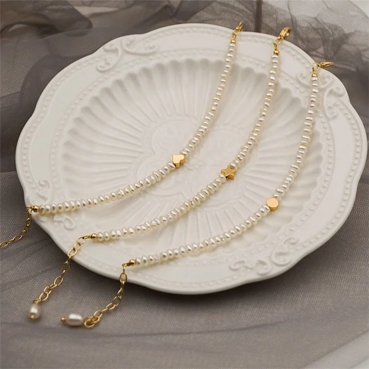

Fashionable simple design brass 18K gold plated inlay natural freshwater pearl luxury women charm bracelets jewelry