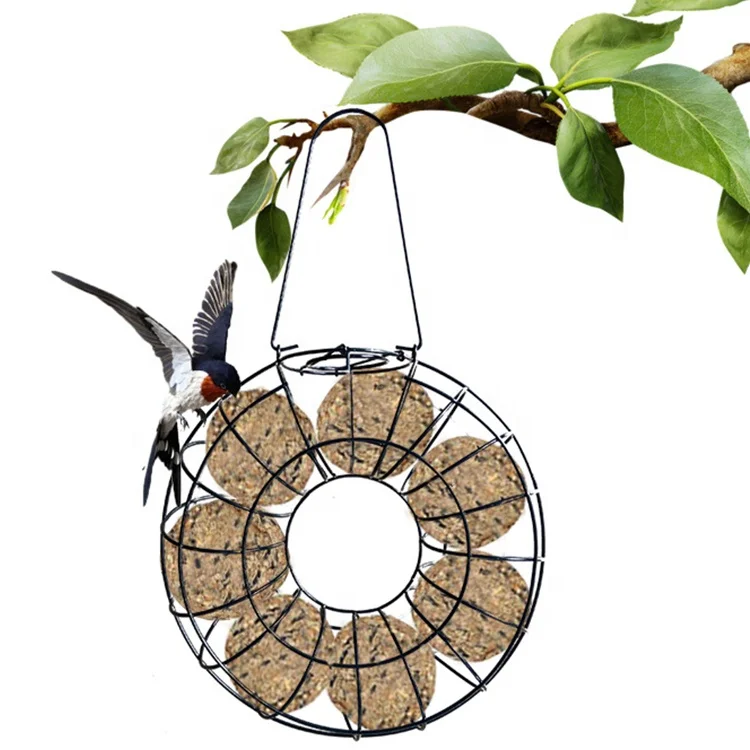 

Amazon Hot Selling Outdoor Hanging Windproof Waterproof Round Cylinder Heart Shape Iron Metal Wild Bird Food Feeder, As below pictures