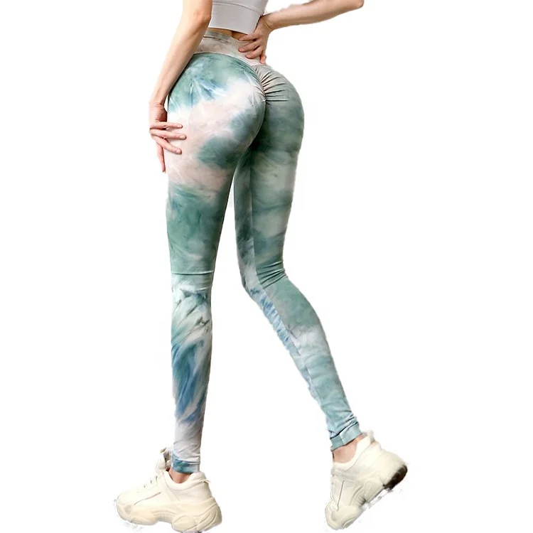 

2020 Newest Design Women Activewear Tie Dye Scrunch High Waisted Tights Exercise Clothing Compression Fitness Gym Yoga Pants