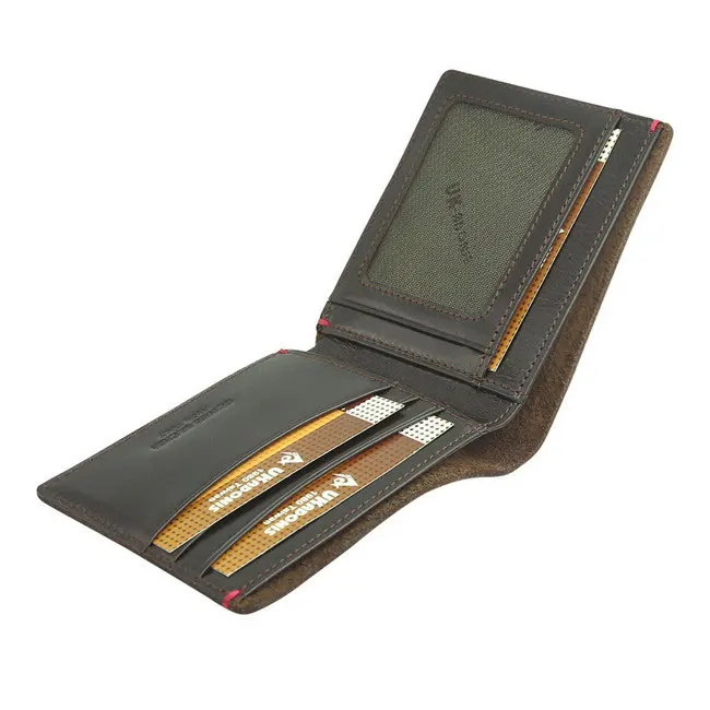 

Hot sale wholesale luxury Trifold wallet customized Nappa leather men wallet RFID for wallet organizer, Brown