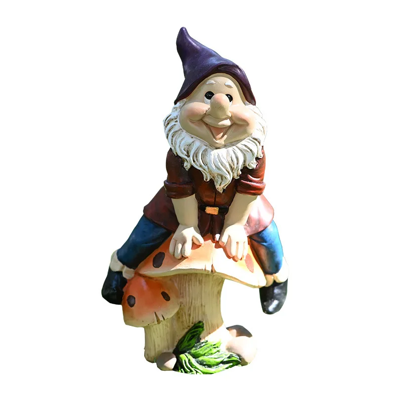 

Time Slow 1pcs Resin Gnomes Outdoor Fairy Tale Garden Mushroom Dwarfs Old Man Statue Sculpture Decor Ornament Christmas Gifts, Color mixing