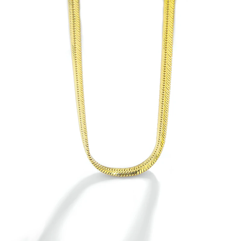 

Wholesale Male and Female Flat Snake Bone Chain 925 Sterling Silver Clavicle Blade Chain Necklace Hip-hop Jewelry