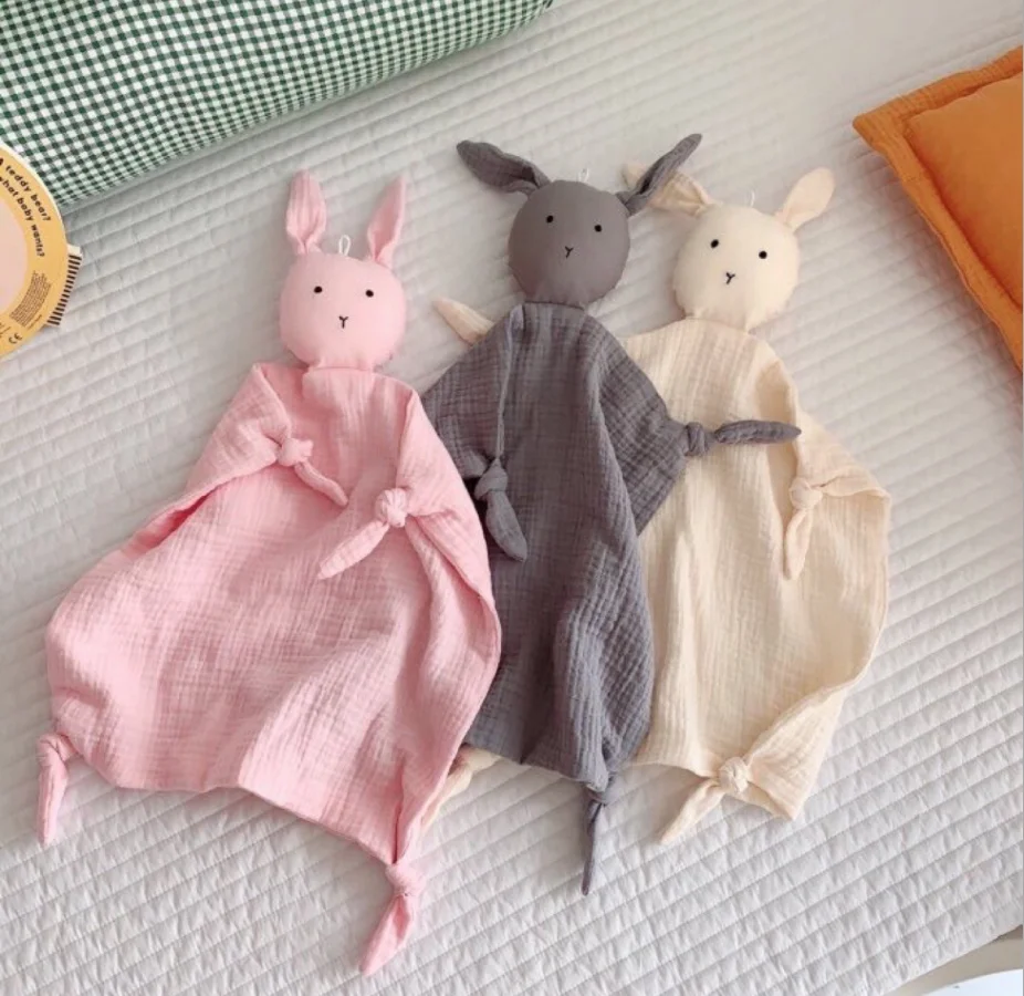 Organic Muslin Baby Lovey Animal Comforter Blanket Comforter Toy Set
