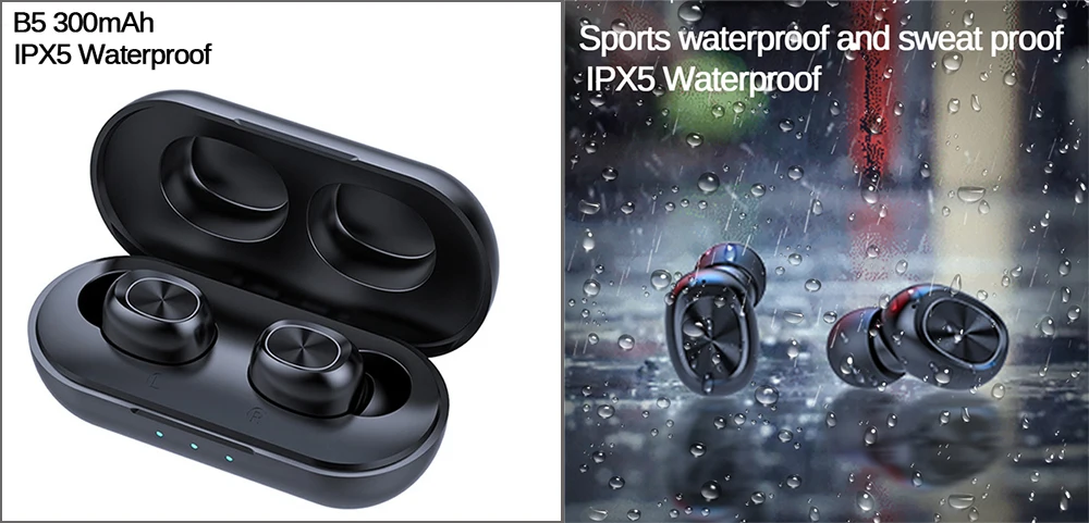 b5 tws bluetooth wireless earphone 5.0