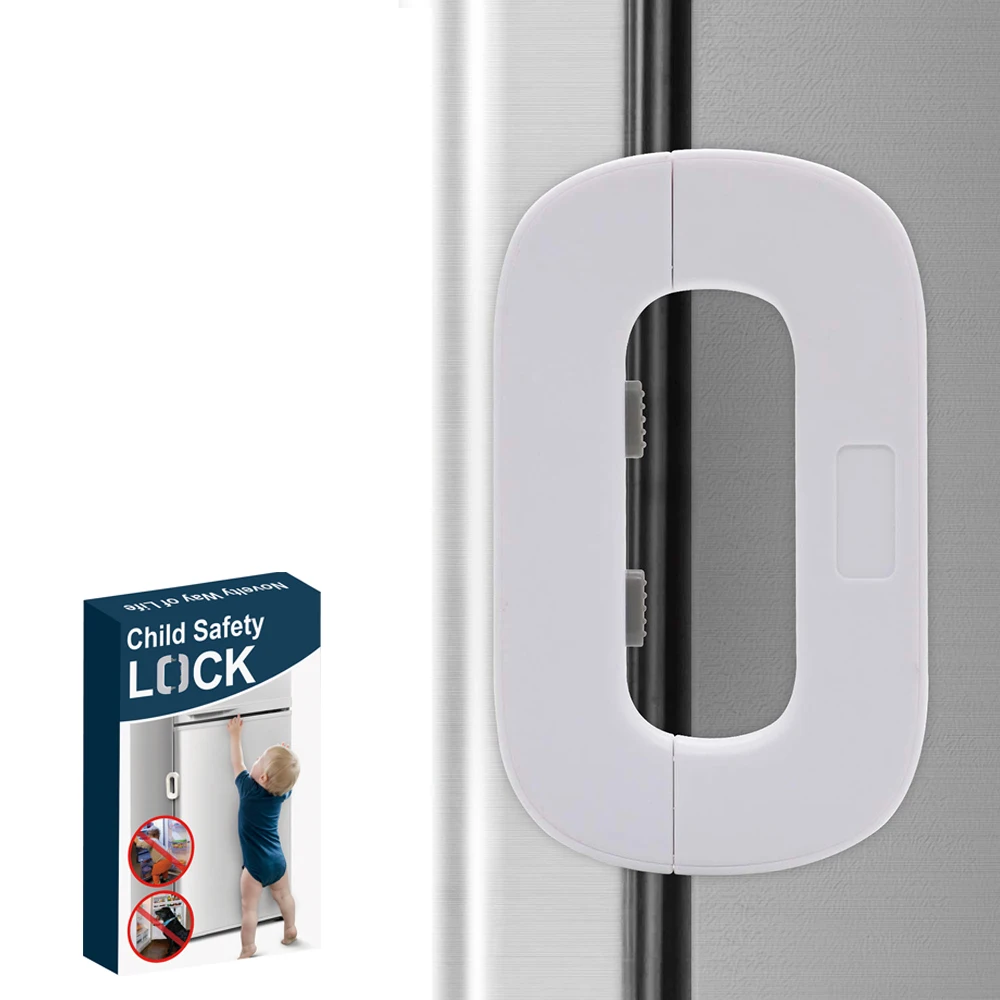 

Refrigerator Child Safety Lock Anti-Pinch Hand Cabinet Door Lock Multi-Function Lock Baby Anti-Pinch Drill Free, As picture