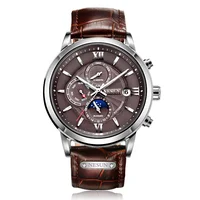 

Luxury brand automatic movement 3 ATM waterproof leather watches men wrist luxury