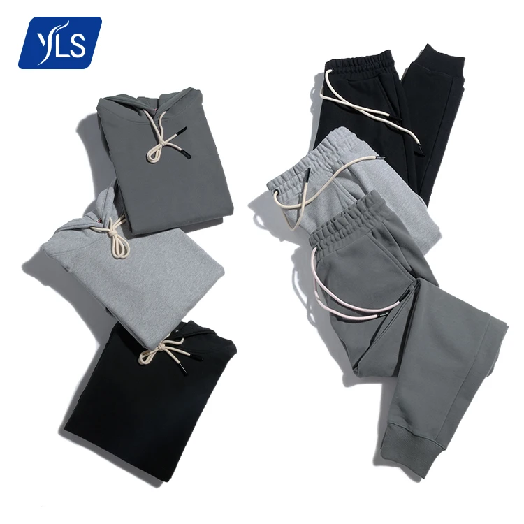 

YLS 2021 Wholesale Men Slim Fit Track Suit Custom Training Wear 100% Cotton Blank Jogger Set Tracksuit Sweatsuits With Logo