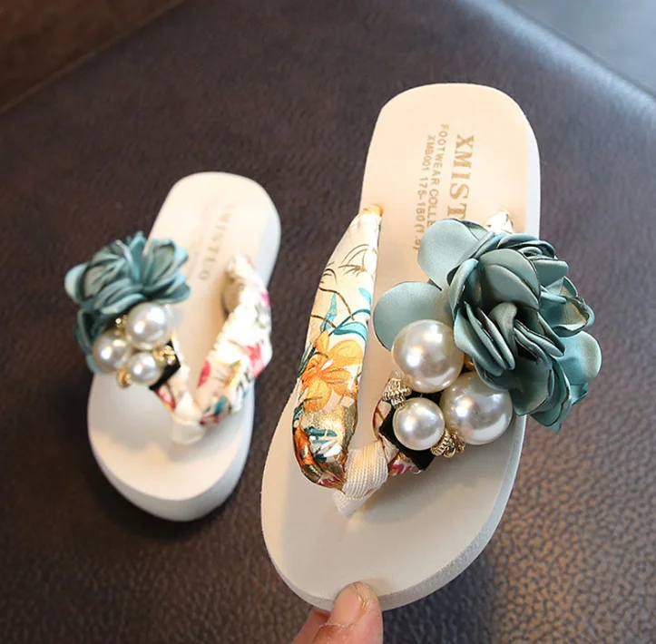 

Summer new an-slip children's flip flop girls' fashionable beach shoes cool slippers girls' flower slippers, Green ,pink,purple,blue,red