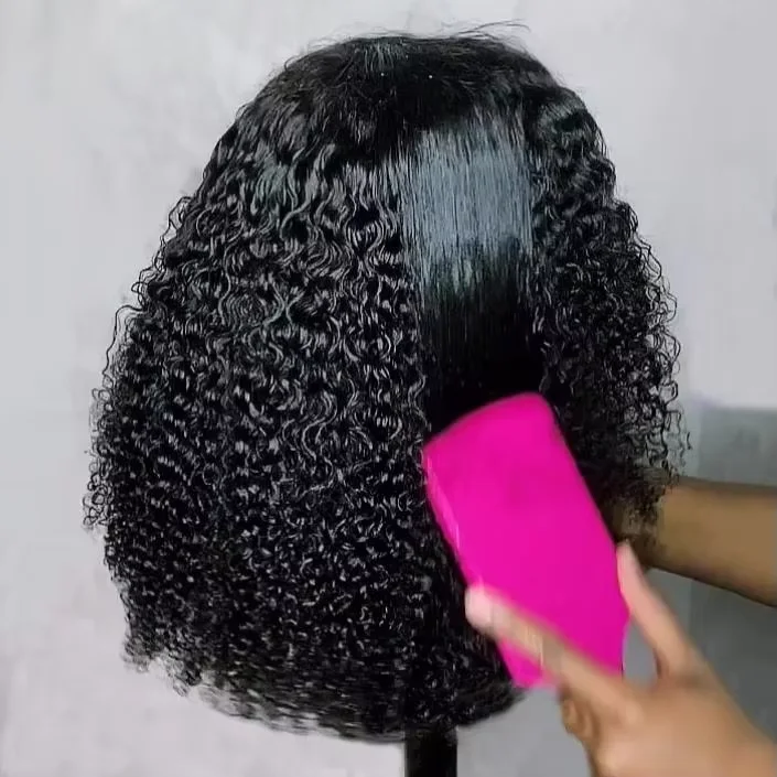 Wholesale Supply of Natural Human Hair Glueless Bob Wig Curly Wave Burmese Raw Hair Transparent Lace Front Short Wig